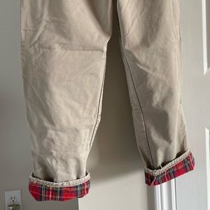 Mens 30x30 LL BEAN; Stuart plaid fully lined khaki chinos